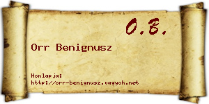 Orr Benignusz névjegykártya